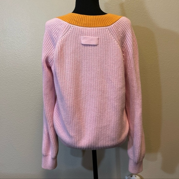 525 America Sweater Womens Large Pullover Cable Pink Orange Preppy Casual - Picture 2 of 9